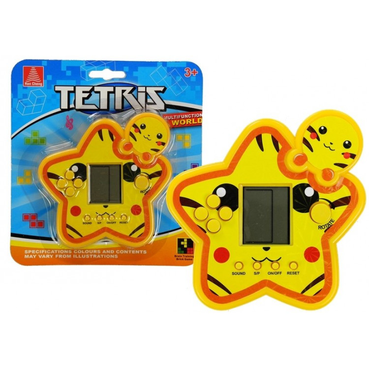 Elektronická hra Tetris v tvare hviezdy - žltá